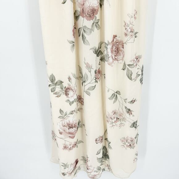 Windsor Womens Cottagecore Resortwear Floral Romance Chiffon Maxi Dress XS Ivory - Picture 4 of 7